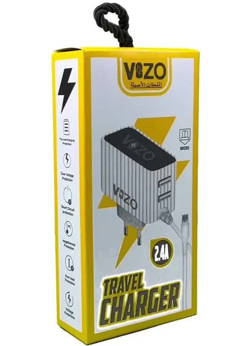 Kw300 2.4A Fast Travel Charger | Android Phone Charger with Data Cable -KW300 – Dual USB Wall Charger with Built-in Micro USB Cable - Charger For Mobile Phone