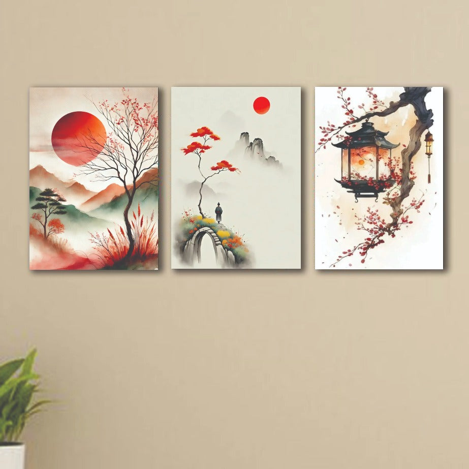 3pcs nature sticky phototile wall frames for home decor 8x11
