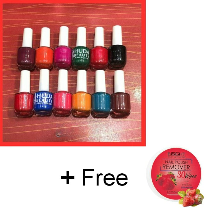 06 Pcs Huda Beauty Nail Paint With Free Nail Polish Remover, Pack of 2 | Best Quality Nail Polish with Nail Polish Remover -