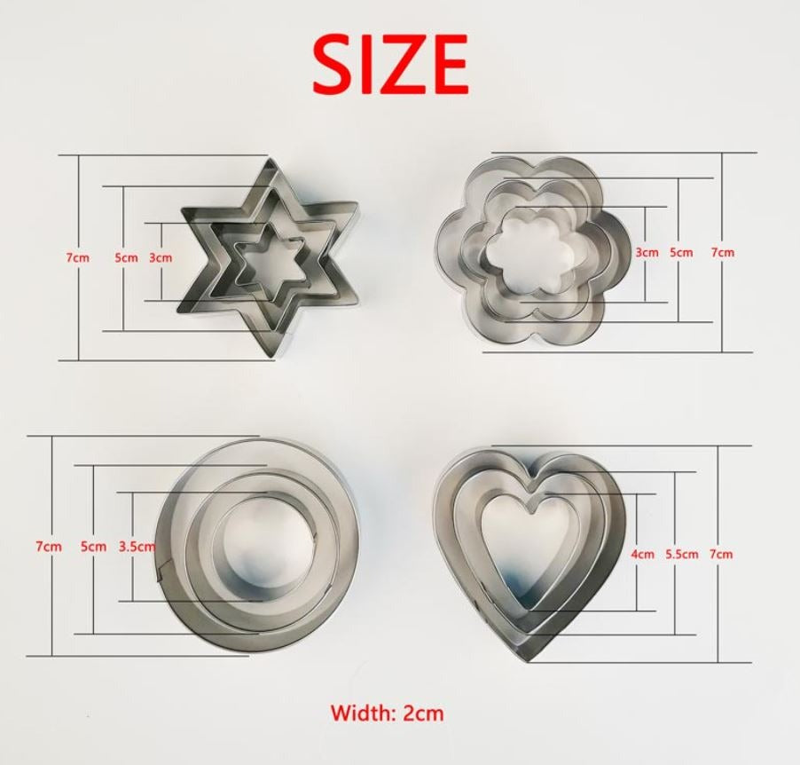 12-Piece Stainless Steel Cookie Cutter Set – DIY Baking Molds in Star, Heart & Various Shapes – Multi-Purpose Kitchen Tools for Cookies, Cakes, Fried Eggs & More