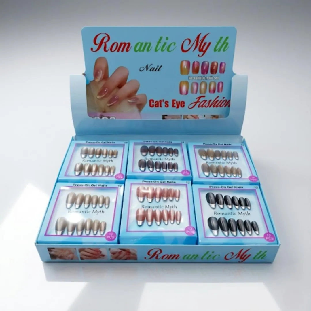 12 pcs of Press-on nails Set Stylish, Reusable, Easy To Apply