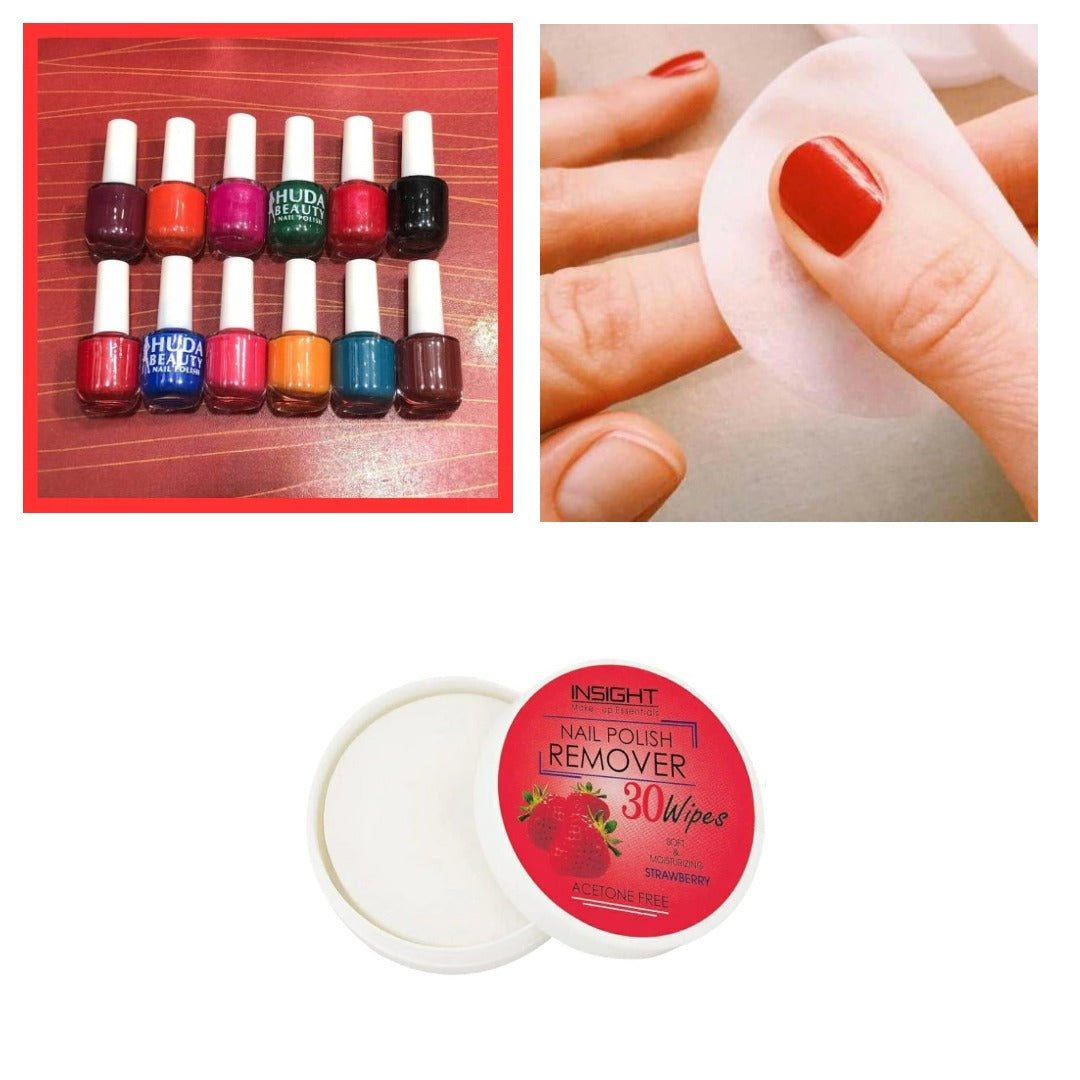 06 Pcs Huda Beauty Nail Paint With Free Nail Polish Remover, Pack of 2 | Best Quality Nail Polish with Nail Polish Remover -