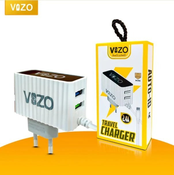 Kw300 2.4A Fast Travel Charger | Android Phone Charger with Data Cable -KW300 – Dual USB Wall Charger with Built-in Micro USB Cable - Charger For Mobile Phone